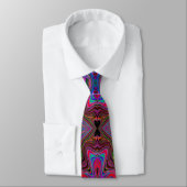 Cravate Bleu et arc-en-ciel rouge Motif trippy (Attaché)