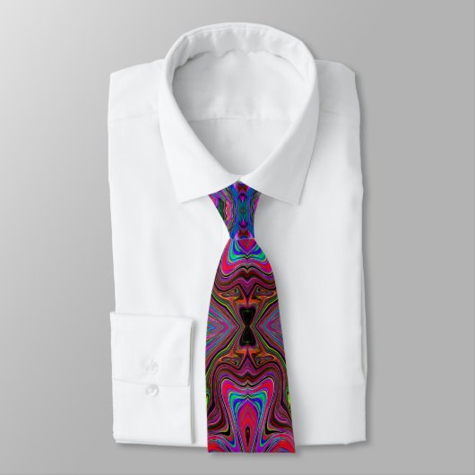 Cravate Bleu et arc-en-ciel rouge Motif trippy (Attaché)