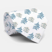Cravate Bleu et argent Moderne Folk Art Arbres de Noël (Roulé)