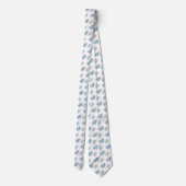 Cravate Bleu et argent Moderne Folk Art Arbres de Noël (Dos)