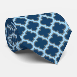 Cravate Bleu et Bébé Bleu Trellis, treillis, Quatrefoil
