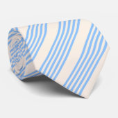 Cravate Bleu et beige cinq rayures motif (Roulé)