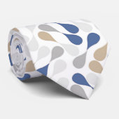 Cravate Bleu et beige gouttes Motif (Roulé)