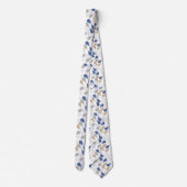 Cravate Bleu et beige gouttes Motif (Dos)
