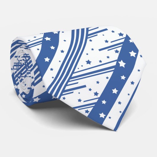 Cravate bleu et blanc Abstrait (Roulé)