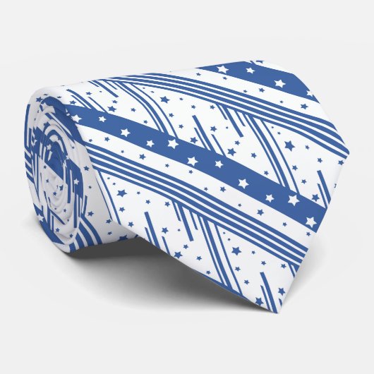 Cravate bleu et blanc Abstrait (Roulé)