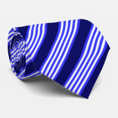Cravate Bleu et blanc cinq bandes motif (Roulé)