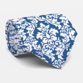 Cravate Bleu et blanc Damas (Roulé)