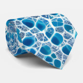 Cravate Bleu et blanc Frosty Imaginaire Abstrait Ice Mosai (Roulé)