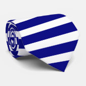Cravate Bleu Et Blanc Horizontal (Roulé)