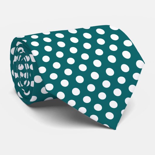 Cravate Bleu et blanc Motif Pois minimal (Roulé)