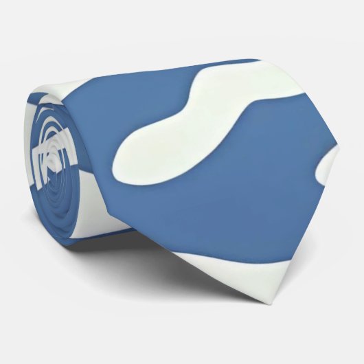 Cravate Bleu et crème Moderne Abstrait Wavy Lines Motif (Roulé)