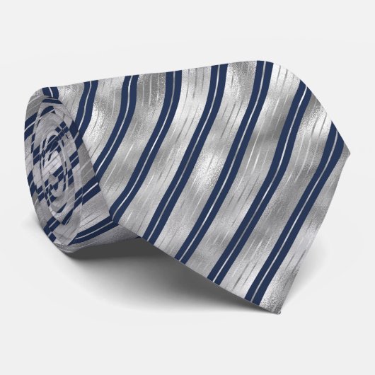 Cravate Bleu et gris brillant (Roulé)