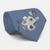 Cravate Bleu et gris floral père de la chambre (Roulé)