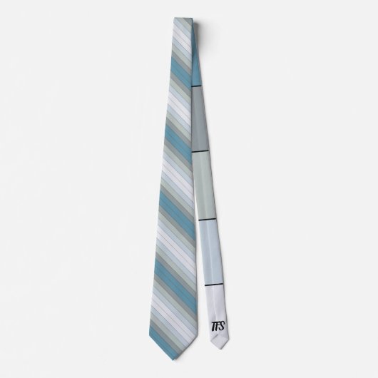 Cravate Bleu Et Gris Sur Papier Aquarelle (Devant)