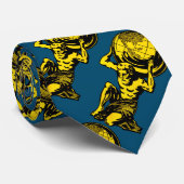Cravate bleu et jaune d'atlas (Roulé)