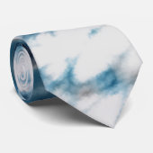 Cravate Bleu et Marbre blanc (Roulé)