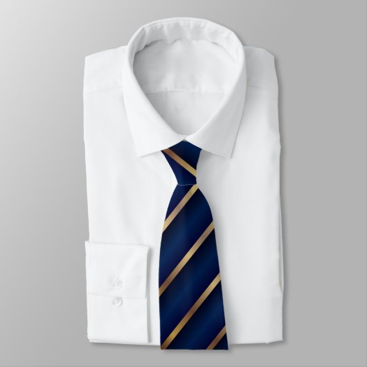 Cravate Bleu et or Diagonal Stripes (Attaché)