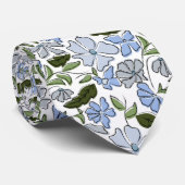 Cravate Bleu et vert main tiré bloc floral Imprimer (Roulé)