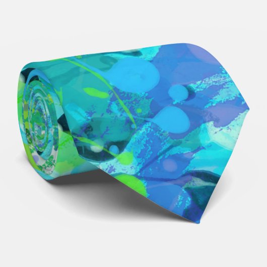 Cravate Bleu et vert Moderne Abstrait (Roulé)