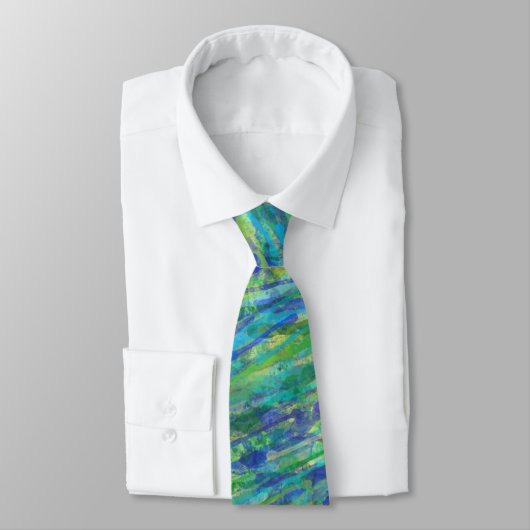 Cravate Bleu et vert rayé (Attaché)