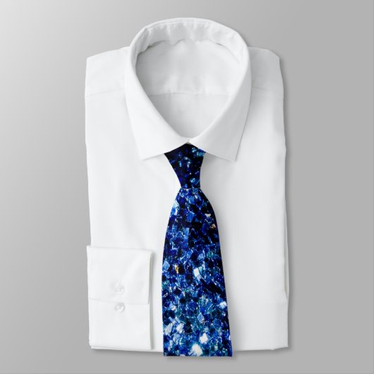 Cravate Bleu foncé brillant faux parties scintillant scint (Attaché)