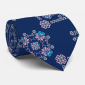 Cravate Bleu foncé Floral Tatreez Henné Thobe Robe (Roulé)