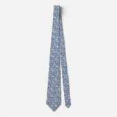 Cravate Bleu Forêt Amoureux des animaux Petit Motif (Devant)