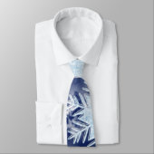 Cravate Bleu glacial de flocons de neige d'hiver (Attaché)