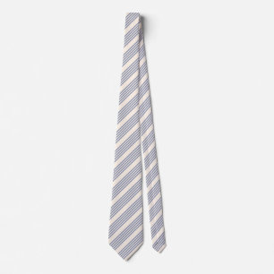 Cravate Bleu gris et beige cinq rayures motif