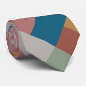 Cravate Bleu Gris Vert Terracotta Couleur Bloc (Roulé)