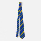 Cravate Bleu jaune classique Europe rayures Motif (Dos)