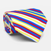 Cravate Bleu, jaune, rouge et blanc (Roulé)