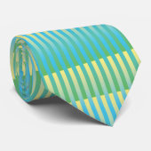 Cravate Bleu Jaune Vert Motif Rayé (Roulé)