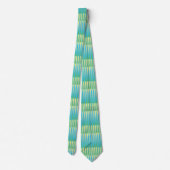 Cravate Bleu Jaune Vert Motif Rayé (Dos)