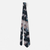 Cravate Bleu marine avec fleurs (Dos)