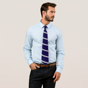 Cravate Bleu marine avec rayures gris et blanc