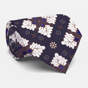 Cravate Bleu marine damassé ethnique motif sans couture de