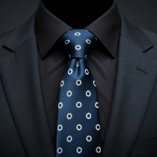 Cravate Bleu marine et pois blancs