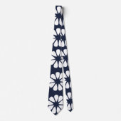 Cravate Bleu marine floral blanc (Devant)