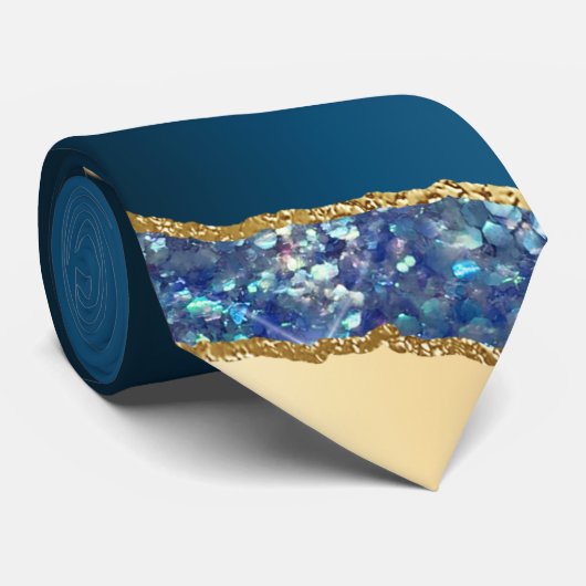 Cravate Bleu marine or agate parties scintillant toilets m (Roulé)