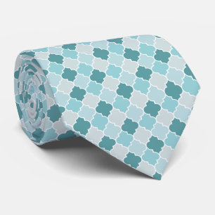 Cravate Bleu Marocain Trellis, Lattes, Quatrefoil