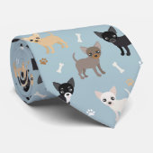 Cravate Bleu mignon de motif de chiwawa (Roulé)