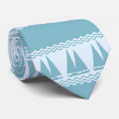 Cravate Bleu Nautique Voilier Côtière Stripes (Roulé)
