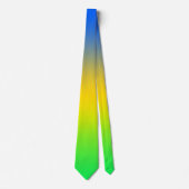Cravate Bleu néon, jaune, dégradé vert, ombre. (Devant)