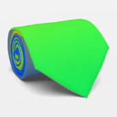 Cravate Bleu néon, jaune, dégradé vert, ombre. (Roulé)