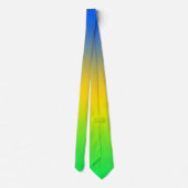 Cravate Bleu néon, jaune, dégradé vert, ombre. (Dos)