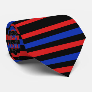 Cravate Bleu, noir et rouge
