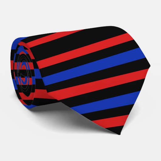 Cravate Bleu, noir et rouge (Roulé)