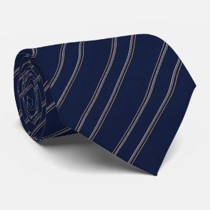 Cravate Bleu Nuit Ivoire Or Rayures